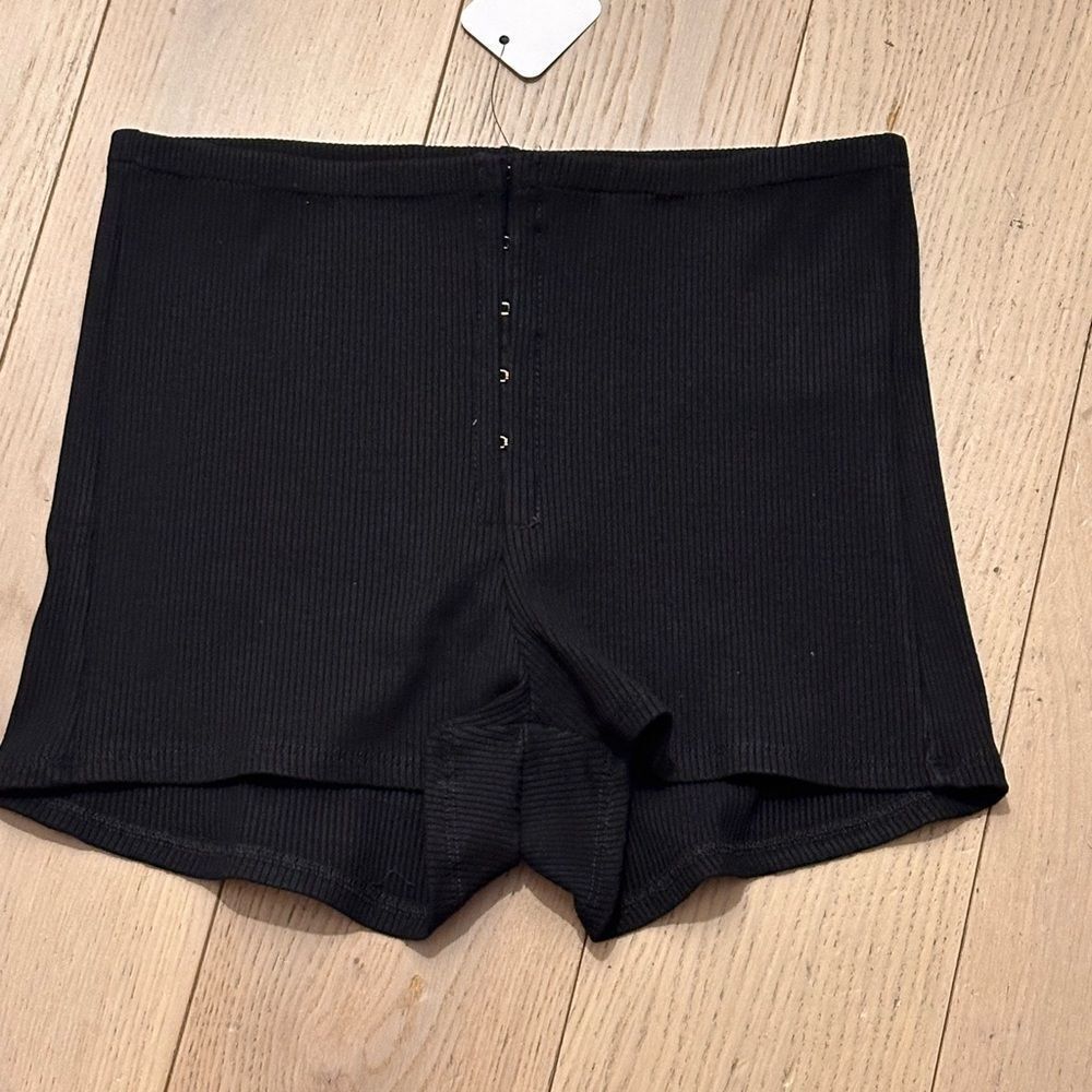 Snatched Micro Mini Black Shorts-Compression Rib - Picture 6 of 7